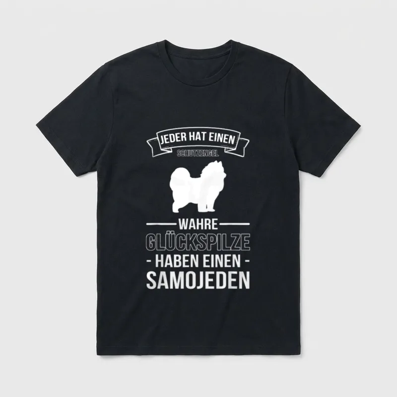 Jeder Hat Schutzengel Glückspilze Samojede T-Shirt – Klassisches T-Shirt in Schwarz