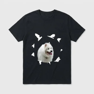 Samojeden Samojede Hund T-Shirt 0044 – Klassisches T-Shirt in Schwarz