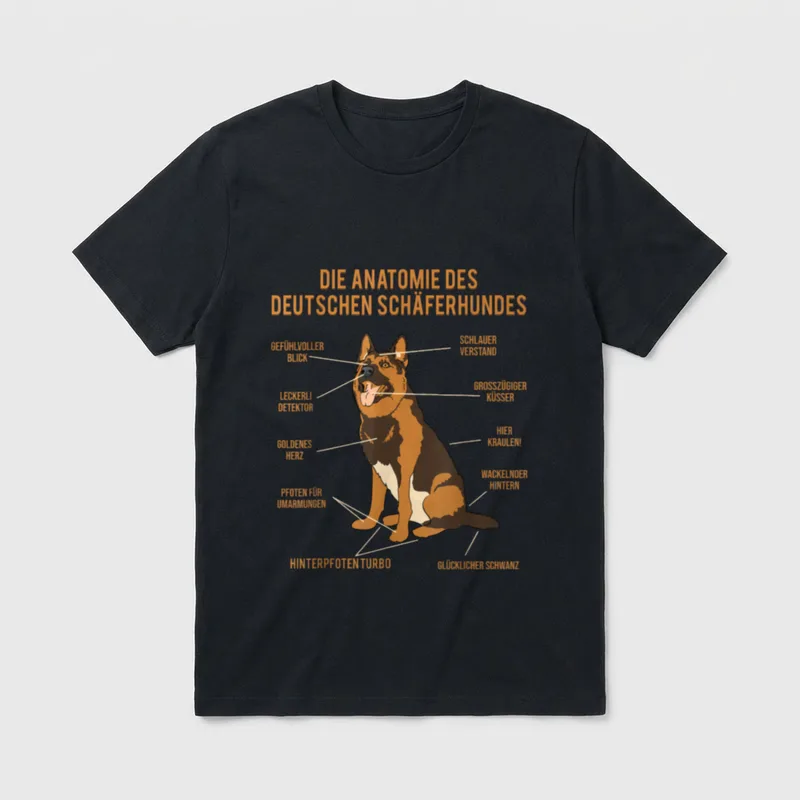 Deutscher Schäferhund Witzige Anatomie T-Shirt – Klassisches T-Shirt in Schwarz