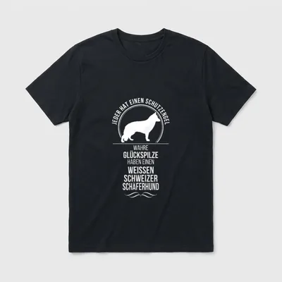 Weisser Schweizer Schäferhund Schutzengel T-Shirt – Klassisches T-Shirt in Schwarz