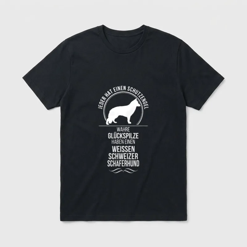 Weisser Schweizer Schäferhund Schutzengel T-Shirt – Klassisches T-Shirt in Schwarz