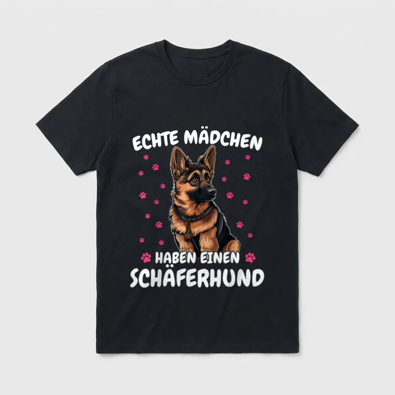 Schäferhund Hund Echte Mädchen T-Shirt – Klassisches T-Shirt in Schwarz