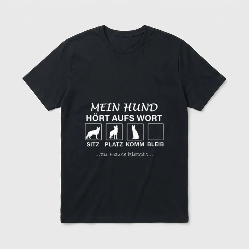 Mein Hund hört aufs Schäferhund T-Shirt – Klassisches T-Shirt in Schwarz