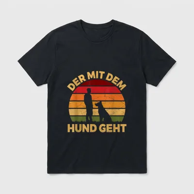 Der Mit Dem Hund Schäferhund T-Shirt – Klassisches T-Shirt in Schwarz