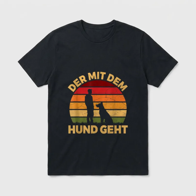 Der Mit Dem Hund Schäferhund T-Shirt – Klassisches T-Shirt in Schwarz