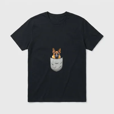 Deutscher Schäferhund Brust-Tasche Pocket T-Shirt – Klassisches T-Shirt in Schwarz