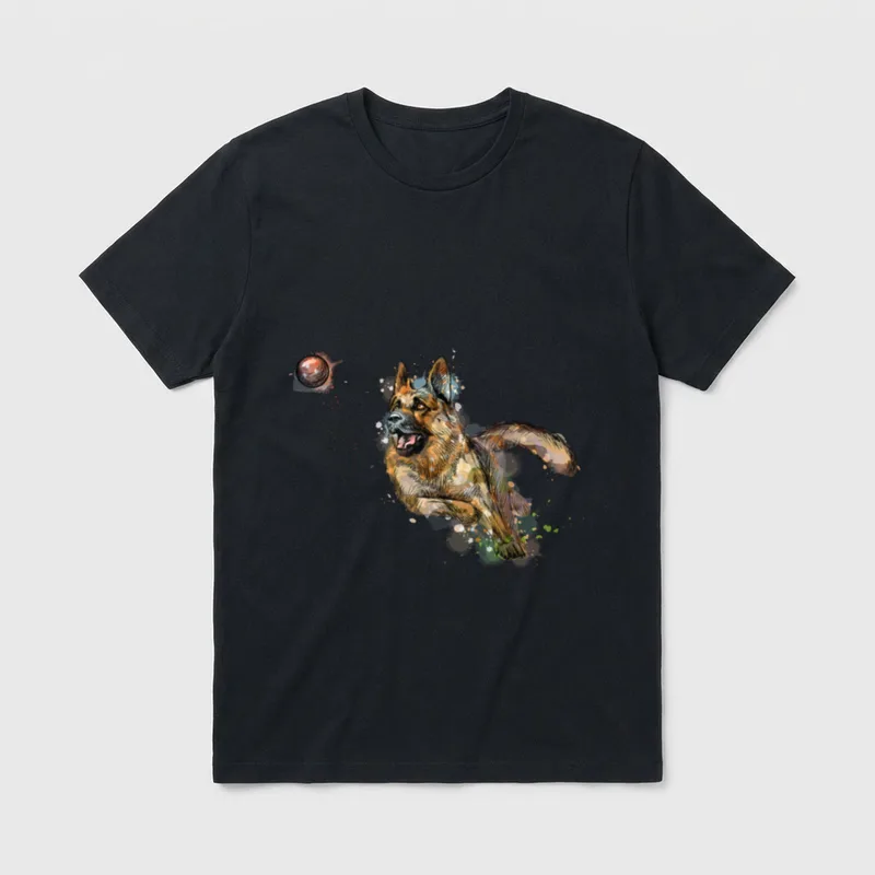 Aquarell Deutscher Schäferhund T-Shirt – Klassisches T-Shirt in Schwarz