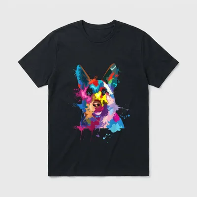 Deutscher Schäferhund Splash Art T-Shirt – Klassisches T-Shirt in Schwarz