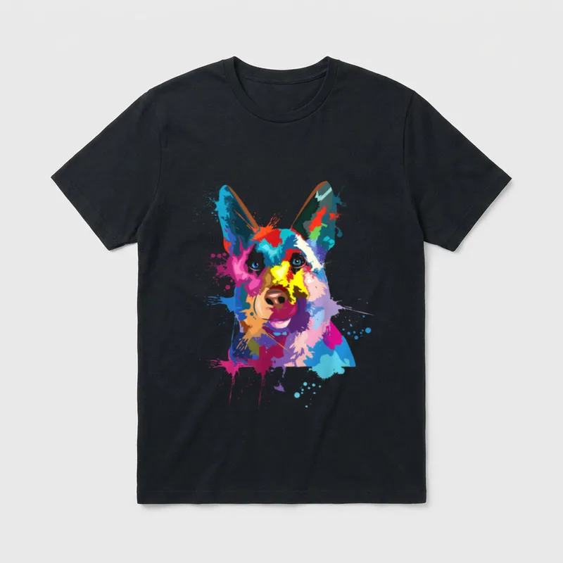 Deutscher Schäferhund Splash Art T-Shirt – Klassisches T-Shirt in Schwarz