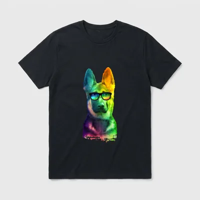 Deutscher Schäferhund. Farbenfroher Hund T-Shirt – Klassisches T-Shirt in Schwarz