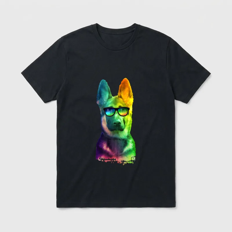 Deutscher Schäferhund. Farbenfroher Hund T-Shirt – Klassisches T-Shirt in Schwarz