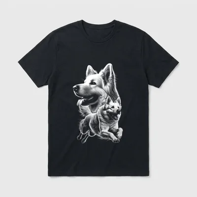 Fröhlicher weißer Schäferhund T-Shirt – Klassisches T-Shirt in Schwarz