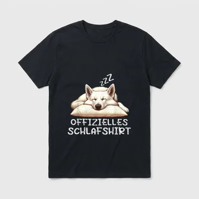 Offizielles Schlafshirt Weißer Schäferhund T-Shirt 0080 – Klassisches T-Shirt in Schwarz