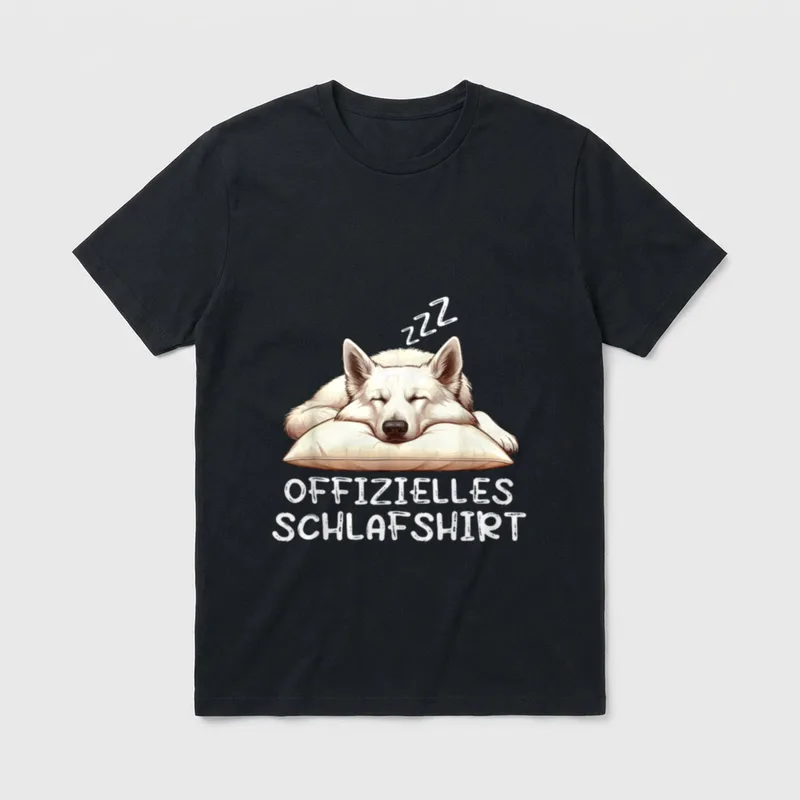 Offizielles Schlafshirt Weißer Schäferhund T-Shirt 0080 – Klassisches T-Shirt in Schwarz