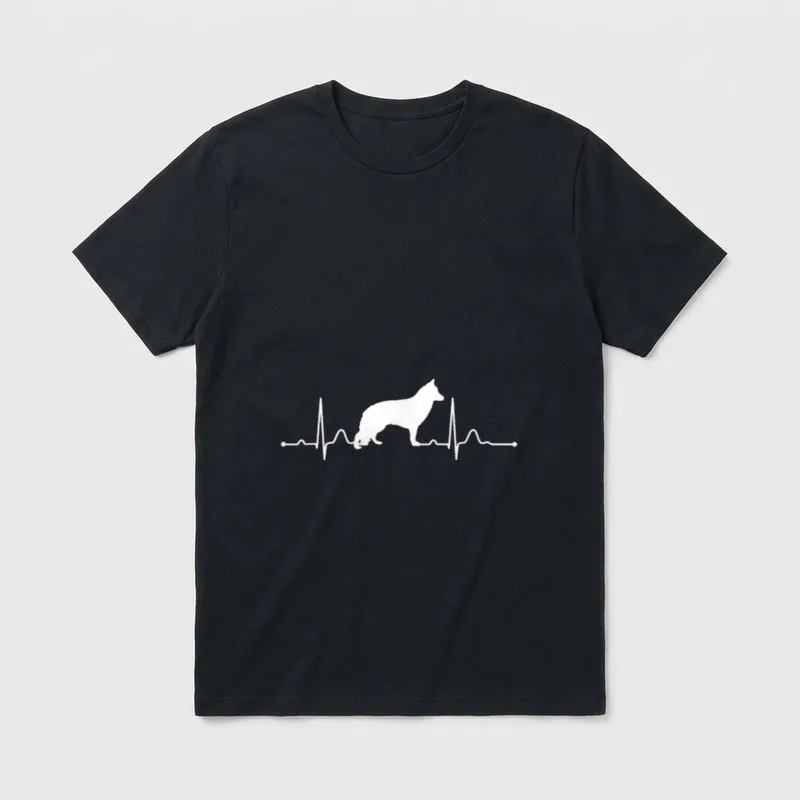 Weißer Schweizer Schäferhund Heartbeat T-Shirt – Klassisches T-Shirt in Schwarz