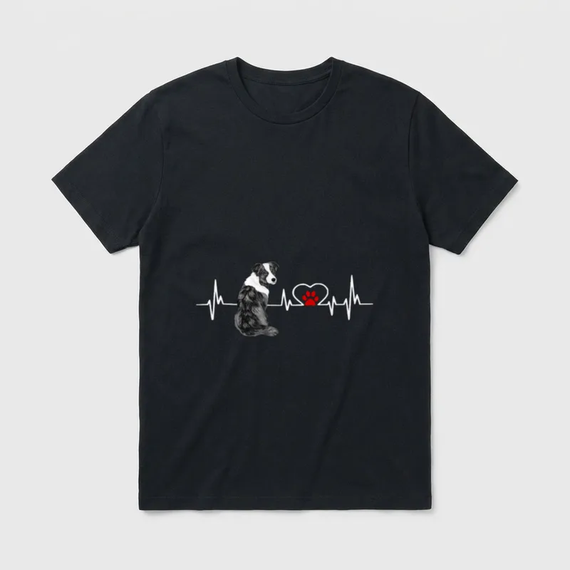 Australischer Schäferhund EKG Herzschlag T-Shirt – Klassisches T-Shirt in Schwarz