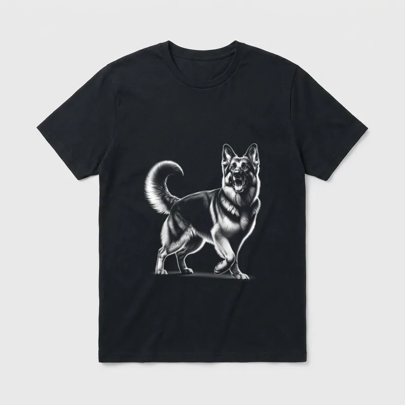 MyAnimal Realistischer Schäferhund T-Shirt – Klassisches T-Shirt in Schwarz