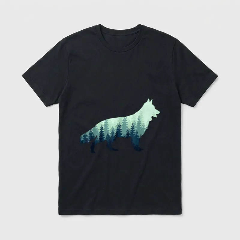 Weisser Schäferhund Wald Schäferhunde T-Shirt – Klassisches T-Shirt in Schwarz
