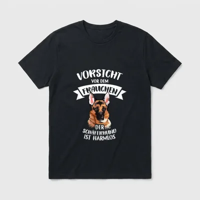Vorsicht Vor Dem Frauchen T-Shirt 0095 – Klassisches T-Shirt in Schwarz