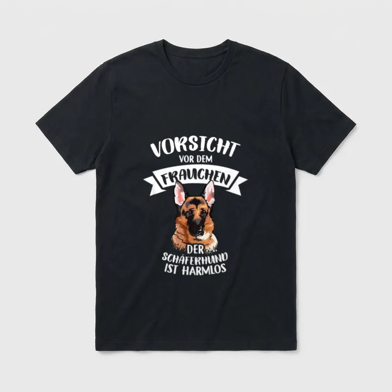 Vorsicht Vor Dem Frauchen T-Shirt 0095 – Klassisches T-Shirt in Schwarz