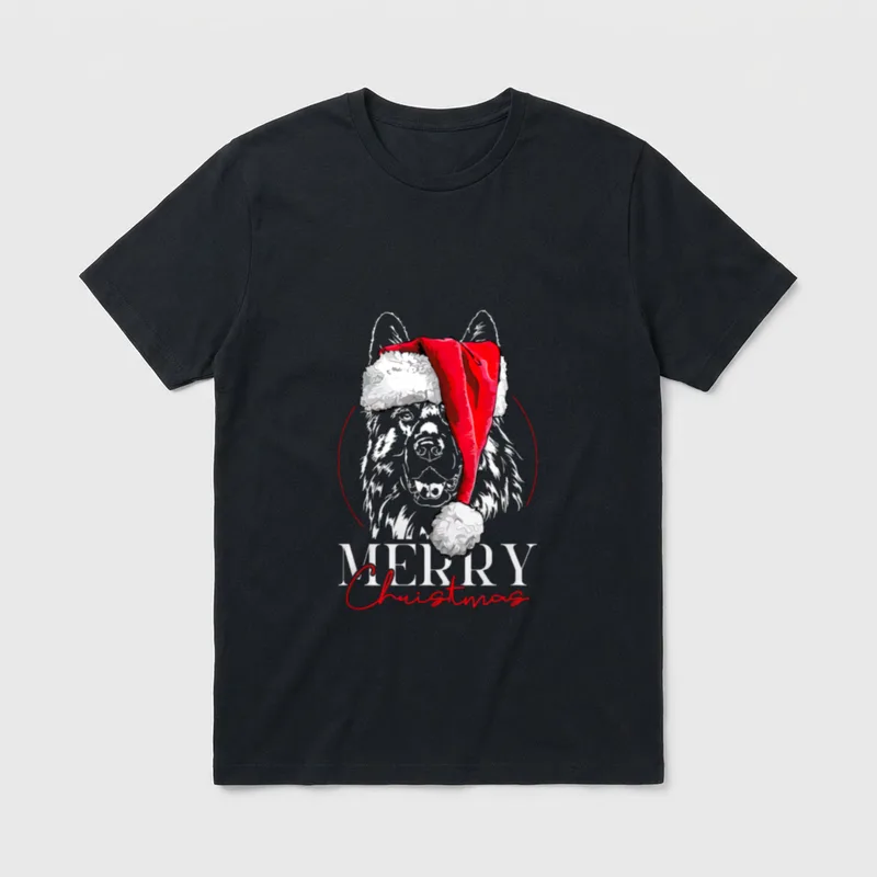 Deutscher Schäferhund Merry Christmas T-Shirt – Klassisches T-Shirt in Schwarz