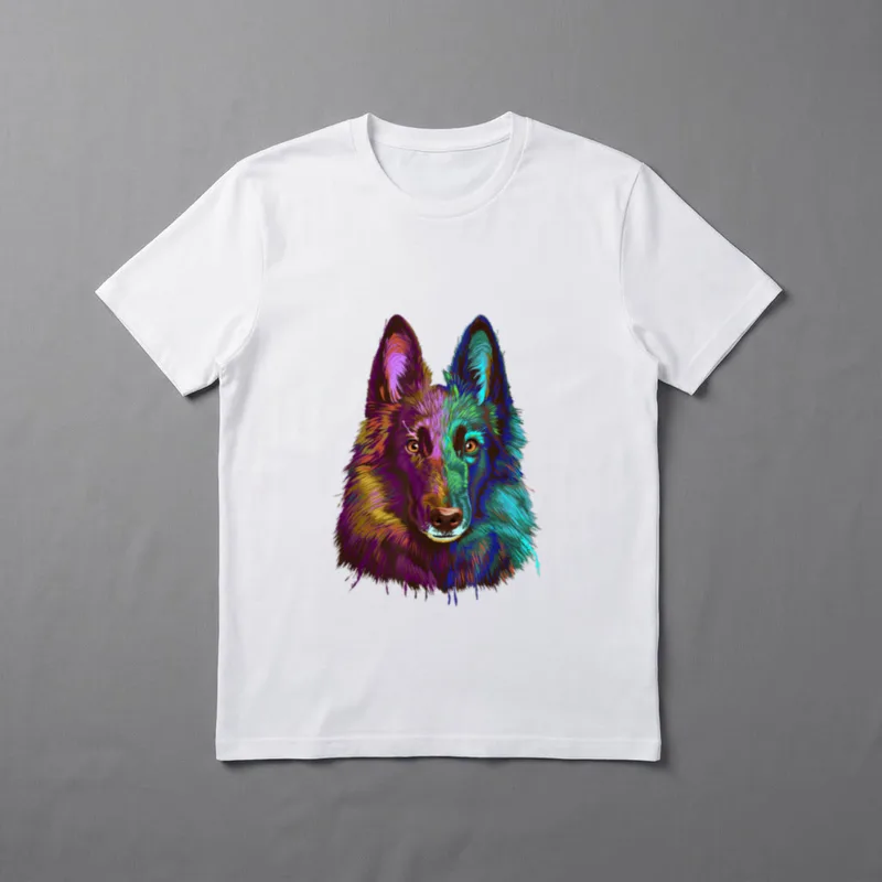 Bunter Splash Hund Belgischer T-Shirt – Klassisches T-Shirt in Schwarz