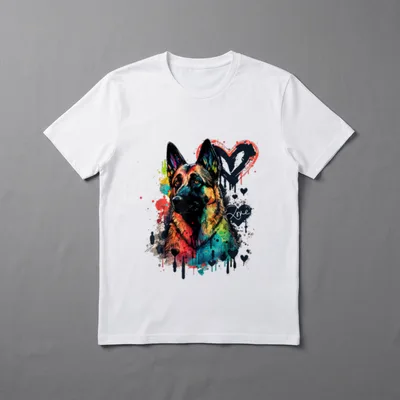 Deutscher Schäferhund mit Splatter-Deko T-Shirt – Klassisches T-Shirt in Schwarz