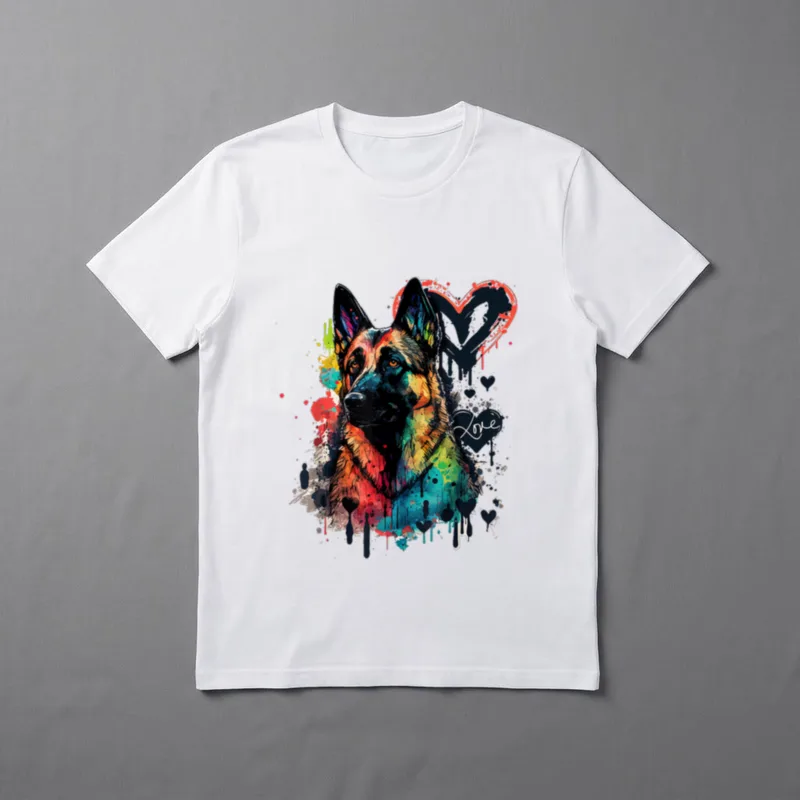 Deutscher Schäferhund mit Splatter-Deko T-Shirt – Klassisches T-Shirt in Schwarz