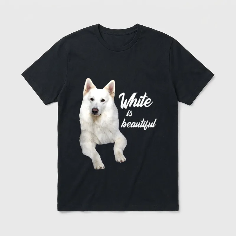 weißer Schäferhund Fun Motiv T-Shirt – Klassisches T-Shirt in Schwarz
