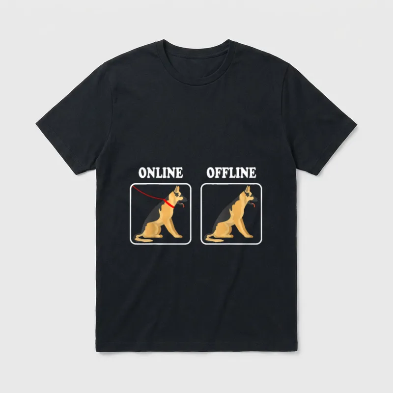Deutscher Schäferhund online offline T-Shirt – Klassisches T-Shirt in Schwarz
