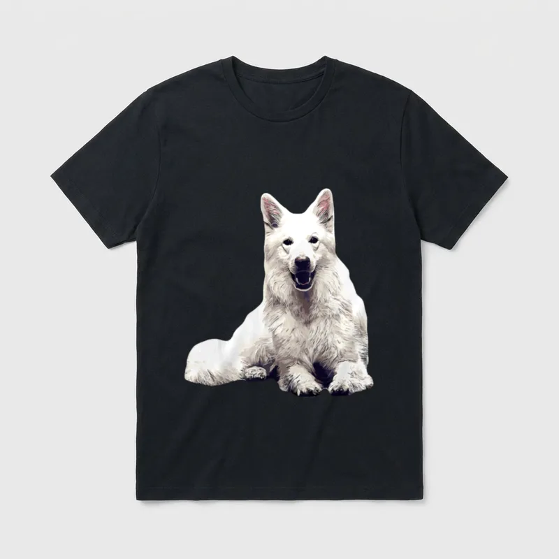Weißer Schweizer Schäferhund T-Shirt 0143 – Klassisches T-Shirt in Schwarz