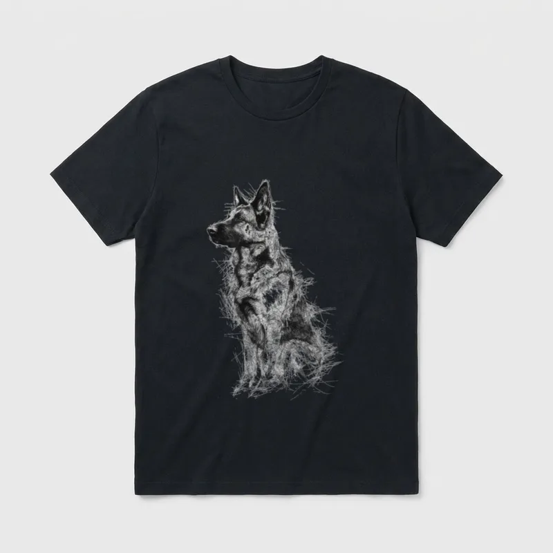 Deutscher Schäferhund grafische Zeichnung T-Shirt – Klassisches T-Shirt in Schwarz