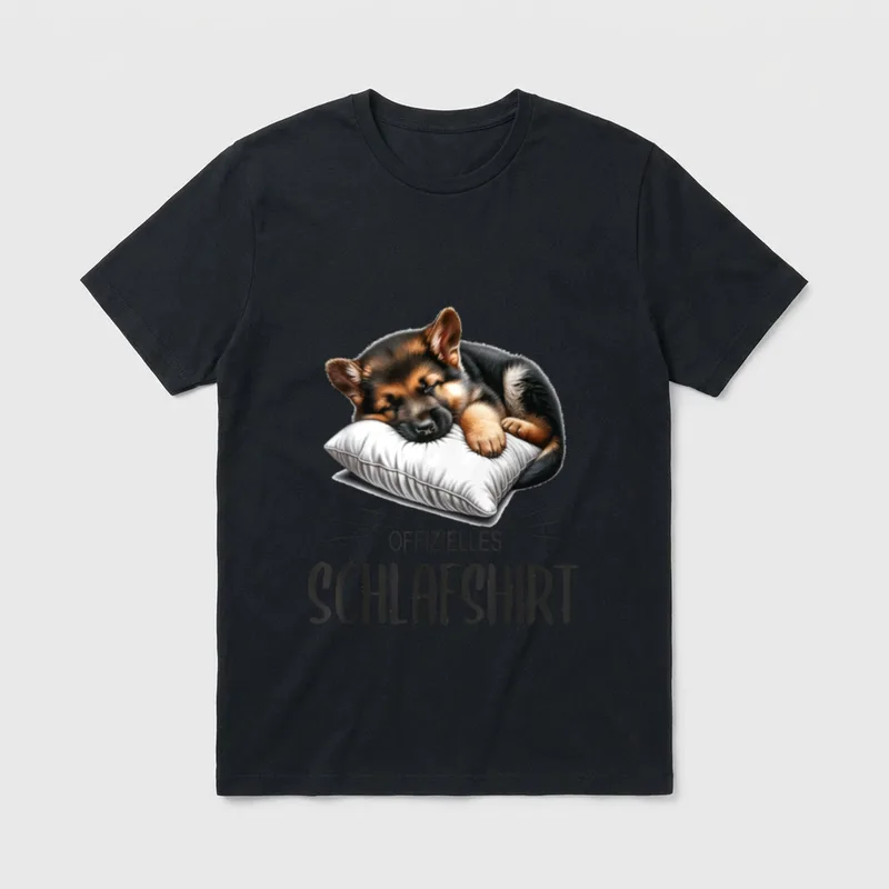 Offizielles Schlafshirt Hund Schlafanzug T-Shirt 0158 – Klassisches T-Shirt in Schwarz