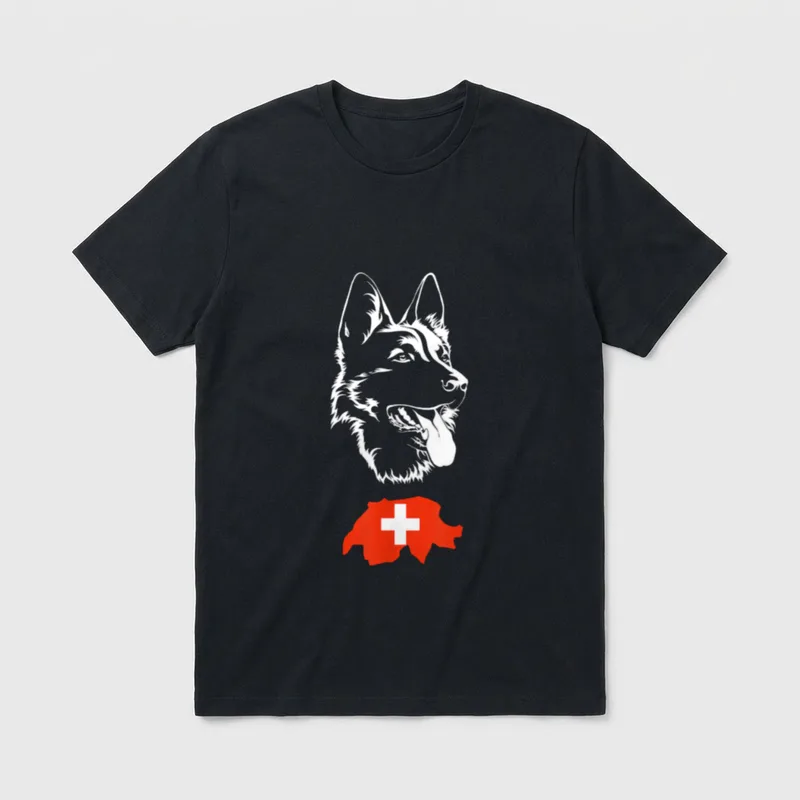 Weißer Schweizer Schäferhund T-Shirt 0180 – Klassisches T-Shirt in Schwarz