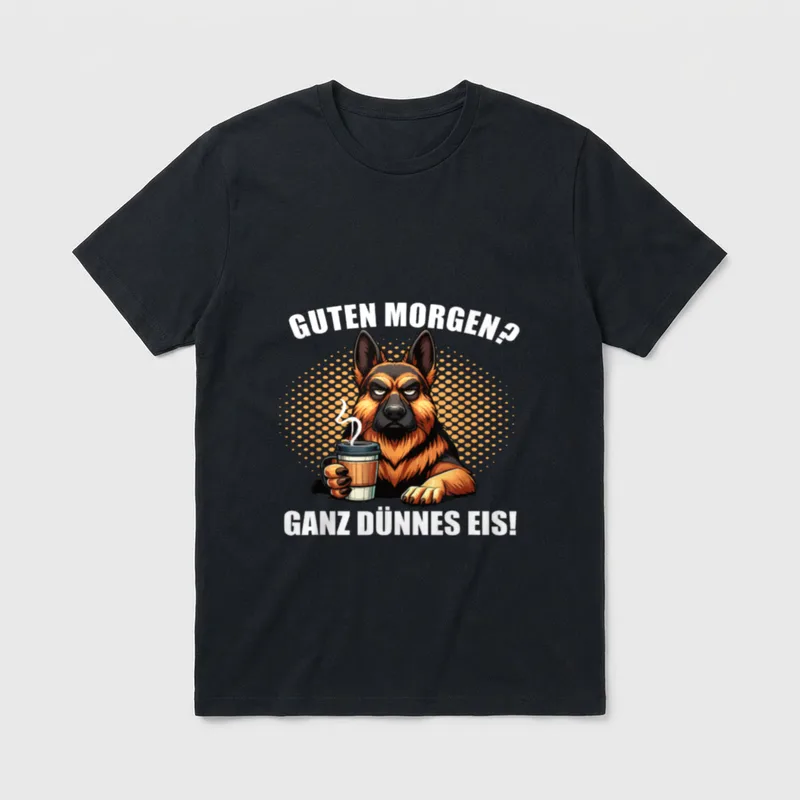 Guten Morgen ganz dünnes Schäferhund T-Shirt – Klassisches T-Shirt in Schwarz