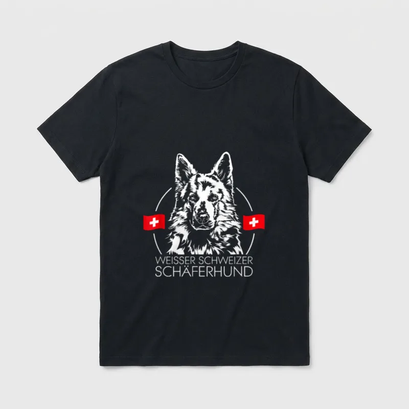 Weisser Schweizer Schäferhund Hund Hundeportrait T-Shirt – Klassisches T-Shirt in Schwarz