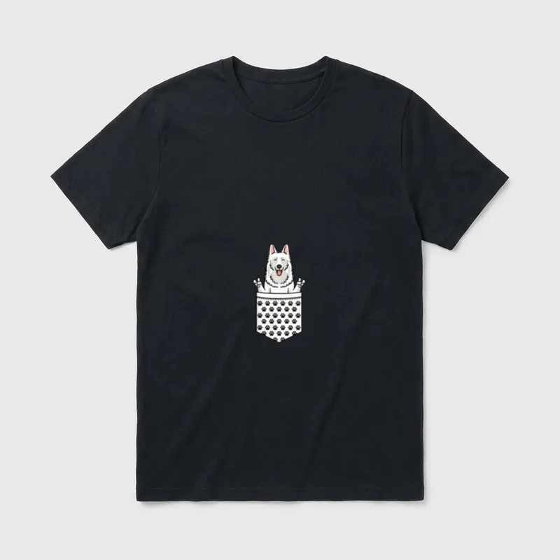 Berger Blanc Suisse Hund Weißer T-Shirt – Klassisches T-Shirt in Schwarz