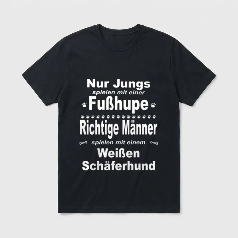 Weißer Schäferhund Fußhupe Männer T-Shirt – Klassisches T-Shirt in Schwarz