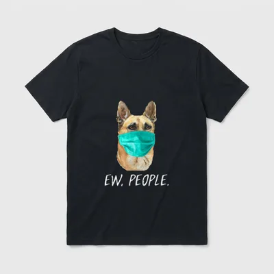 SCHÄFERHUND mit Gesichtsmaske Mundschutz T-Shirt – Klassisches T-Shirt in Schwarz