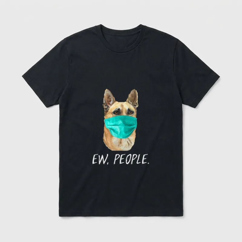 SCHÄFERHUND mit Gesichtsmaske Mundschutz T-Shirt – Klassisches T-Shirt in Schwarz