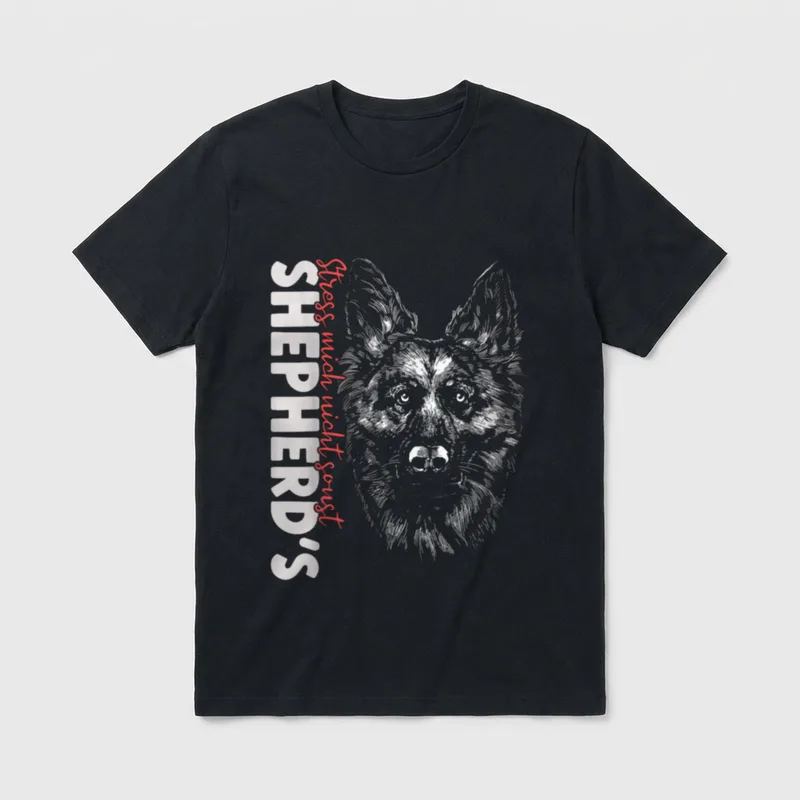 Deutscher Schäferhund Stress mich T-Shirt – SHEPHERD'S Deutscher Schäferhund Porträt Druck – Klassisches T-Shirt in Schwarz