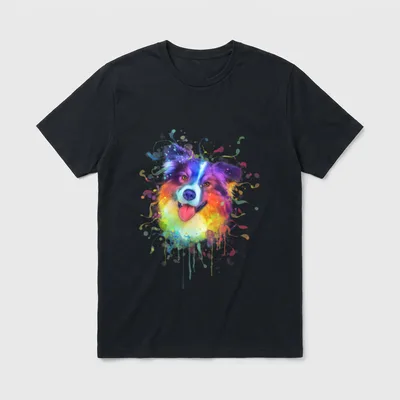 Aquarell Australischer Schäferhund Liebhaber T-Shirt – Klassisches T-Shirt in Schwarz