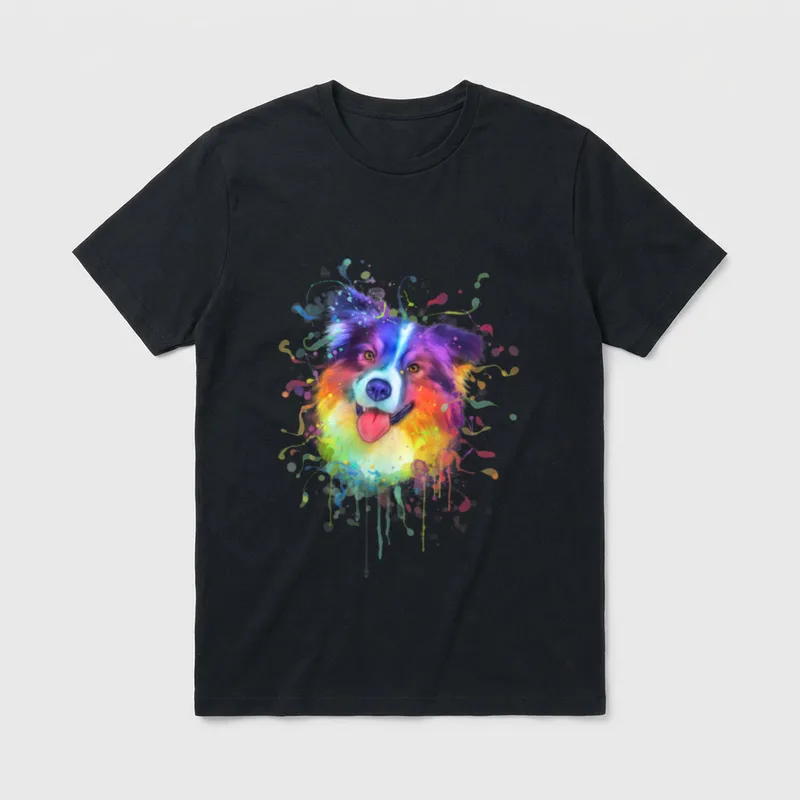Aquarell Australischer Schäferhund Liebhaber T-Shirt – Klassisches T-Shirt in Schwarz