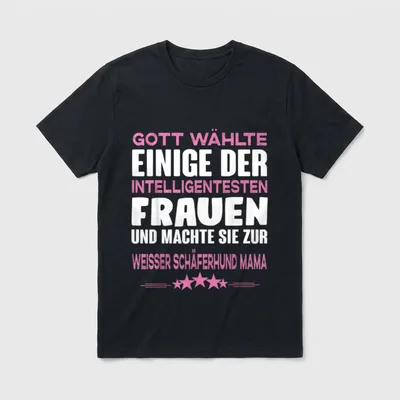 Weisser Schäferhund Hund Weisser T-Shirt 0285 – Klassisches T-Shirt in Schwarz