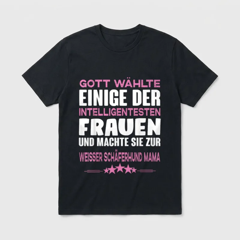 Weisser Schäferhund Hund Weisser T-Shirt 0285 – Klassisches T-Shirt in Schwarz