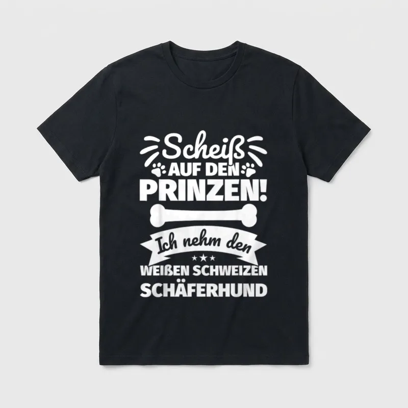 Weißer Schweizer Schäferhund lustiger T-Shirt – Klassisches T-Shirt in Schwarz