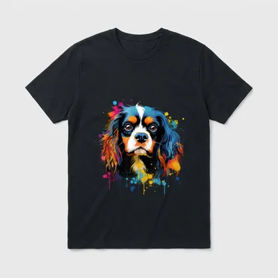 Bunte Cavalier King Charles T-Shirt – Klassisches T-Shirt in Schwarz