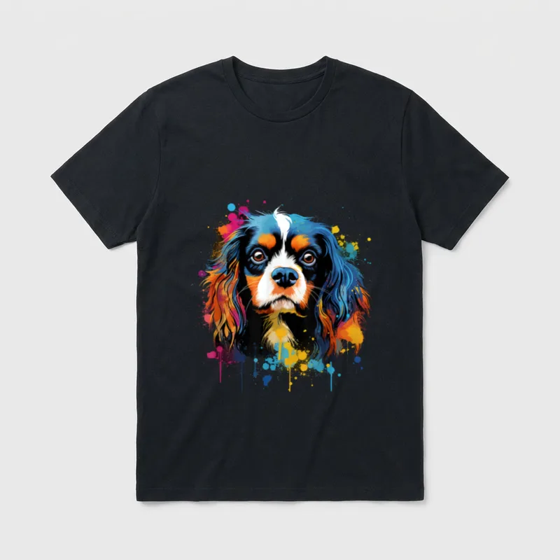 Bunte Cavalier King Charles T-Shirt – Klassisches T-Shirt in Schwarz