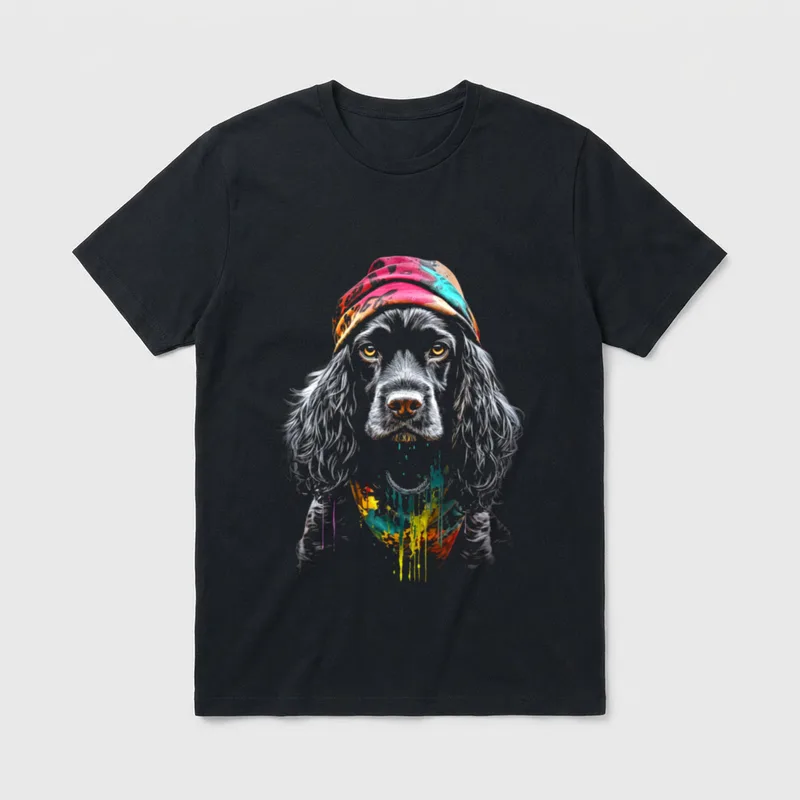 Cocker Spaniel Grafik Haustier T-Shirt – Klassisches T-Shirt in Schwarz