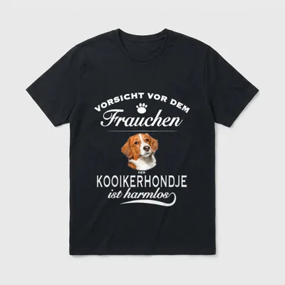 Kooikerhondje Vorsicht vor T-Shirt – Klassisches T-Shirt in Schwarz
